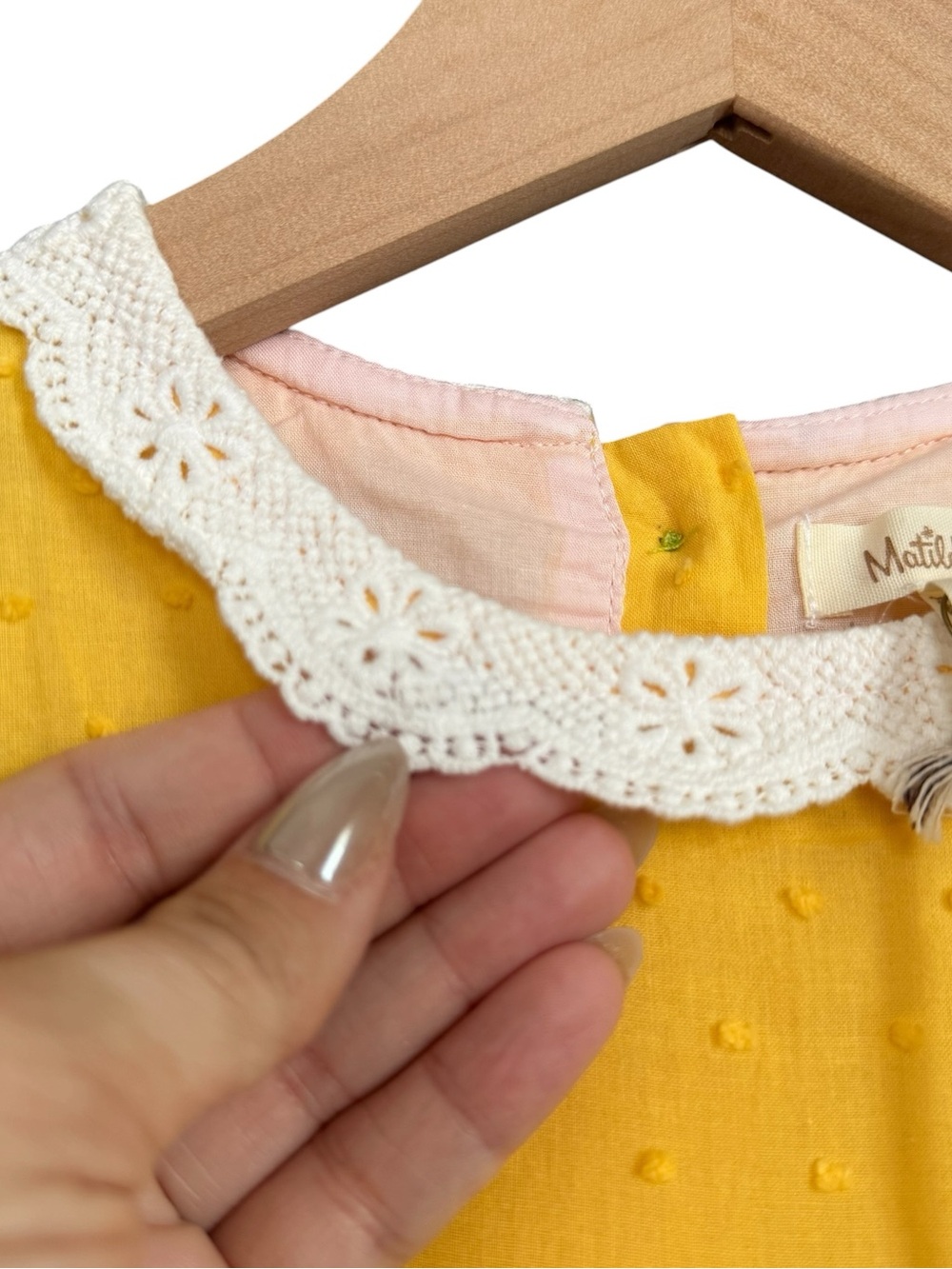 Matilda Jane NWT Yellow Floral Lace-Trim Tiered Girls' Dress with Button Back - Picture 5 of 15